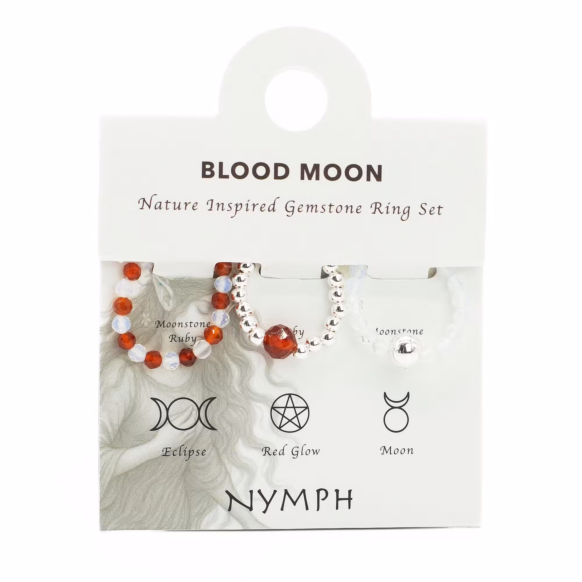Nymph Spirit Natural Stone Ring Set – Blood Moon